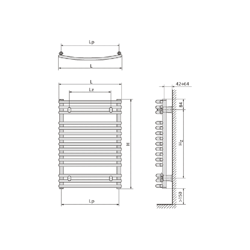 Kúpeľňový radiátor ARGUS - SANTORINI C 714 x 400, rebríkový radiátor, oblý, SAC0704