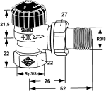Termostatický ventil rohový nikel ET 3/8"
