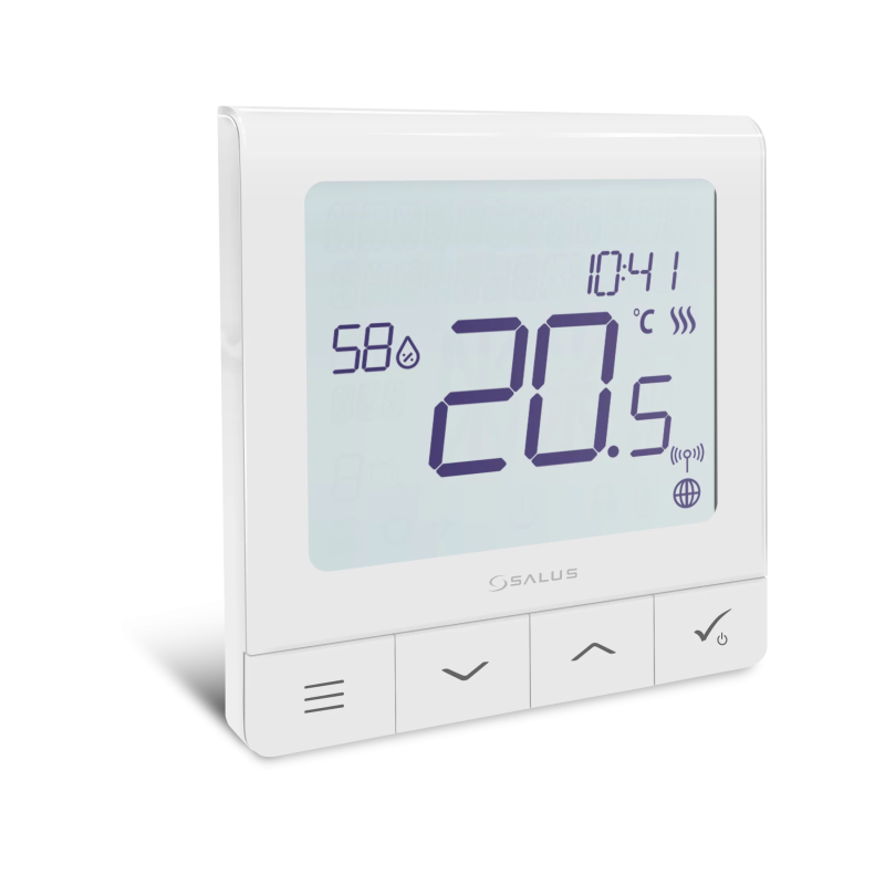 SALUS ultratenký programovateľný termostat podomietkový, so snímačom vlhkosti, SQ610