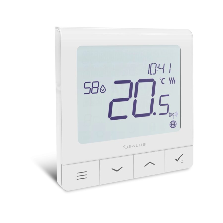 SALUS ultratenký programovateľný termostat podomietkový, so snímačom vlhkosti, SQ610